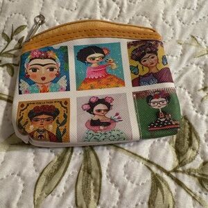 Frida Kahlo Print Coin Pouch in Multicolor